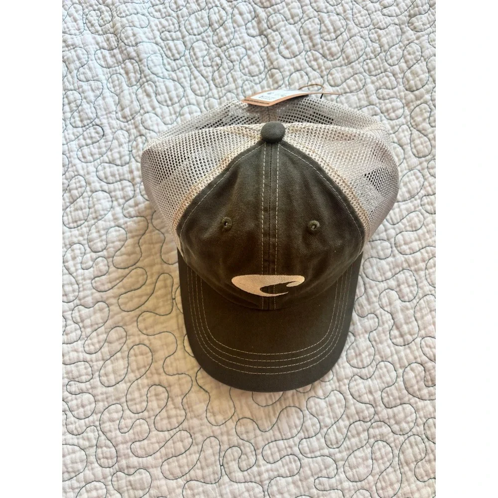 Costa Del Mar Mens Trucker Hat Olive Green Mesh Back Adjustable Fishing Cap